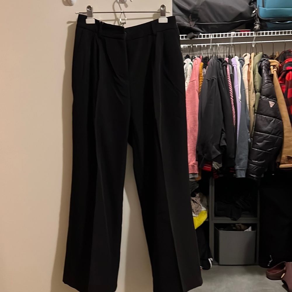 Amazon Black Straight Leg Pants, Elastic, Size Large